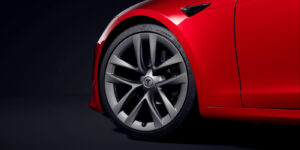Performance tire on a Tesla Model 3